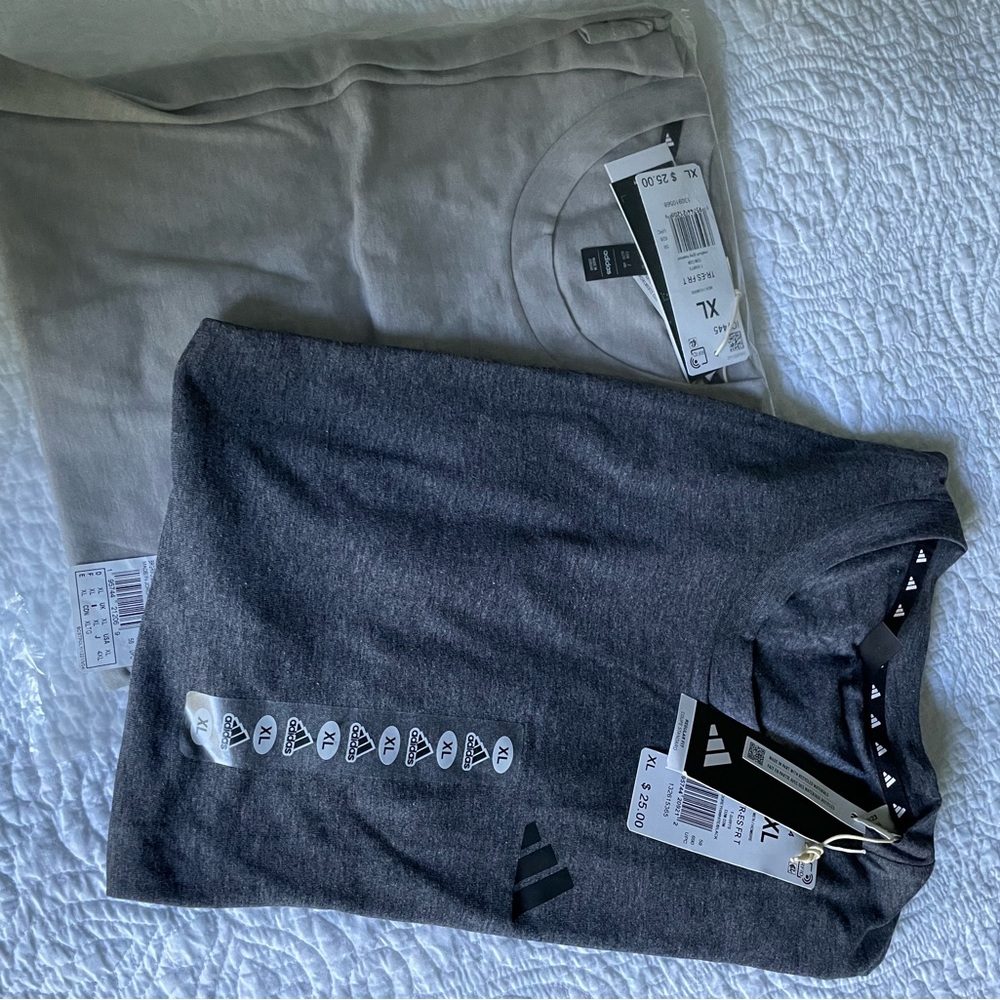 NWT 2 t shirts- Men’s ADIDAS XL - dk grey/med grey
